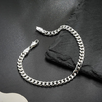 925 Sterling Silver Cuban Link Bracelet for Men, 5MM Cuban Chain Bracelet Diamond Cut 14K Gold Plated Bracelets Gifts for Boyfriends Father Husband