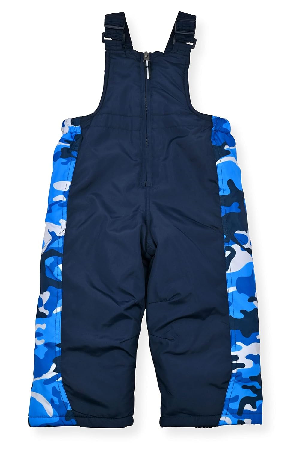 Boys' Bib Snow Pants and Ski Jacket Water-Resistant Snowsuit for Kids Winter Hooded Jacket, Blue Camo, 4
