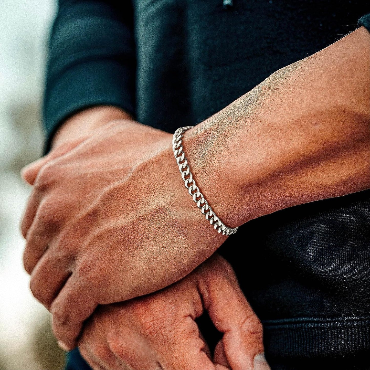925 Sterling Silver Cuban Link Bracelet for Men, 5MM Cuban Chain Bracelet Diamond Cut 14K Gold Plated Bracelets Gifts for Boyfriends Father Husband