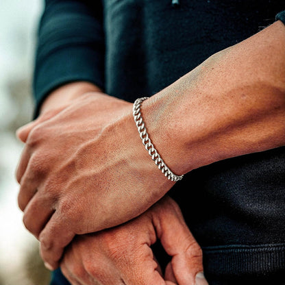 925 Sterling Silver Cuban Link Bracelet for Men, 5MM Cuban Chain Bracelet Diamond Cut 14K Gold Plated Bracelets Gifts for Boyfriends Father Husband
