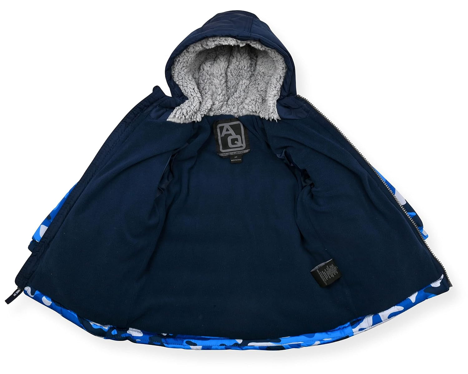 Boys' Bib Snow Pants and Ski Jacket Water-Resistant Snowsuit for Kids Winter Hooded Jacket, Blue Camo, 4