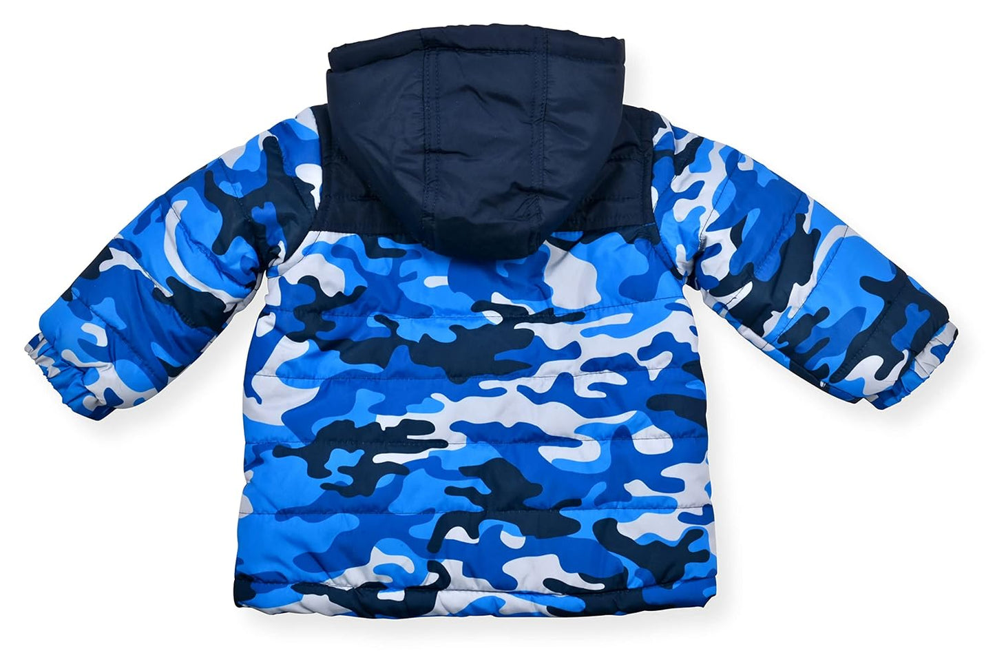 Boys' Bib Snow Pants and Ski Jacket Water-Resistant Snowsuit for Kids Winter Hooded Jacket, Blue Camo, 4